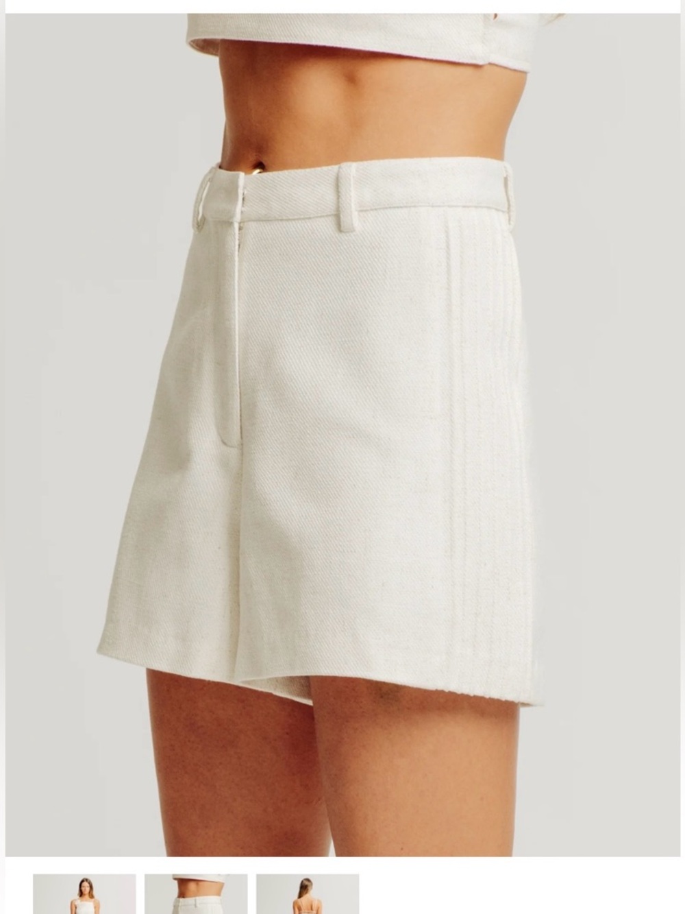 NWOT Ronny Kobo Collection White High-Rise Tailored Shorts | the ally short - Picture 2 of 10